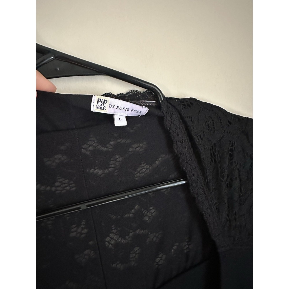 Pip & Vine by Rosie Pope Maternity Dress Black Lace Cap Sleeve Tie Front Large - Picture 4 of 11